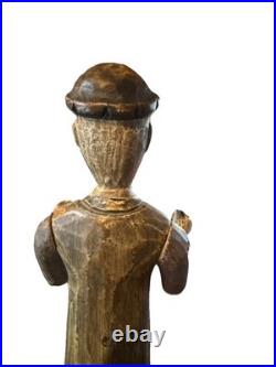 VTG folk wood carved man. Signed By Acclaimed Artist & Woodcarver Bill G. Brady