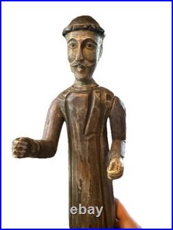 VTG folk wood carved man. Signed By Acclaimed Artist & Woodcarver Bill G. Brady