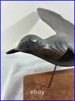 VTG hand-carved Wood flying bird sculpture signed from the mid-20th century