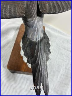 VTG hand-carved Wood flying bird sculpture signed from the mid-20th century