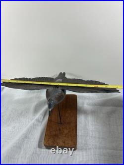 VTG hand-carved Wood flying bird sculpture signed from the mid-20th century