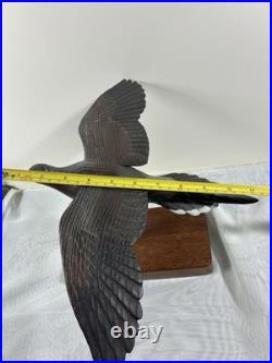 VTG hand-carved Wood flying bird sculpture signed from the mid-20th century