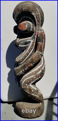 Vanuatu Large Painted Wood Sculpture Vintage Oceania