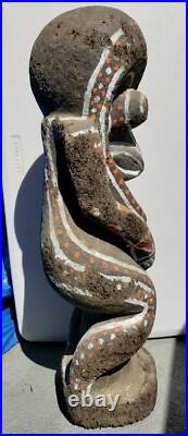 Vanuatu Large Painted Wood Sculpture Vintage Oceania