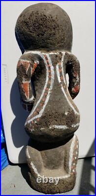 Vanuatu Large Painted Wood Sculpture Vintage Oceania