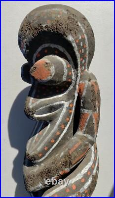 Vanuatu Large Painted Wood Sculpture Vintage Oceania