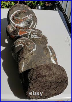 Vanuatu Large Painted Wood Sculpture Vintage Oceania