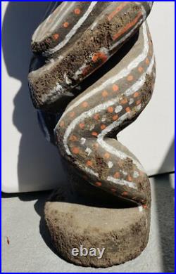 Vanuatu Large Painted Wood Sculpture Vintage Oceania