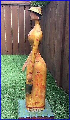 Very Rare Vintage C. Jere (Curtis Jere) Folk Hand Carved Painted Wood Sculpture