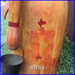 Very Rare Vintage C. Jere (Curtis Jere) Folk Hand Carved Painted Wood Sculpture