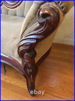 Victorian Sofa, heavy carving, needs reupholstering & joint tightening Reduced