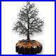 Vintage 12.75 Welded Metal Tree Sculpture Wood Base Organic Brutalist