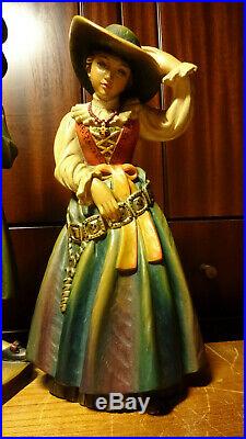Vintage 12 Anri Wood Carved Carving Man & Woman In Old Groedner Costume Statue
