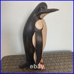 Vintage 12 Carved Wooden Folk Art Penguin