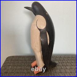 Vintage 12 Carved Wooden Folk Art Penguin