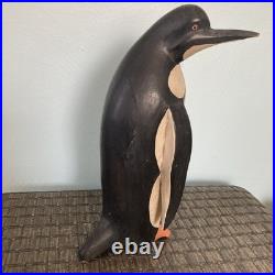 Vintage 12 Carved Wooden Folk Art Penguin