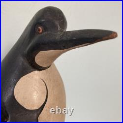 Vintage 12 Carved Wooden Folk Art Penguin