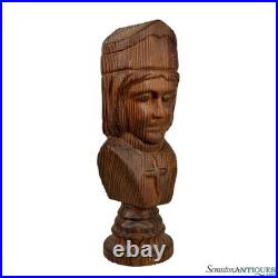 Vintage 12 Spanish Revival Gothic Chess King Wood Carved Sculpture