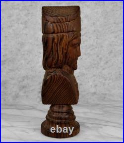 Vintage 12 Spanish Revival Gothic Chess King Wood Carved Sculpture