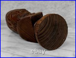 Vintage 12 Spanish Revival Gothic Chess King Wood Carved Sculpture