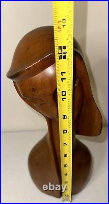 Vintage 12' Wood Carved Bust Made In Philippines Lady Woman