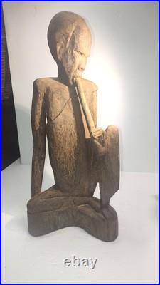 Vintage 14.5 Large Heavy Carved Wood Statue Sculpture Native African Asian