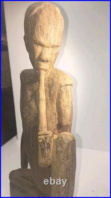 Vintage 14.5 Large Heavy Carved Wood Statue Sculpture Native African Asian