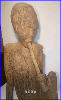 Vintage 14.5 Large Heavy Carved Wood Statue Sculpture Native African Asian