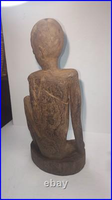 Vintage 14.5 Large Heavy Carved Wood Statue Sculpture Native African Asian