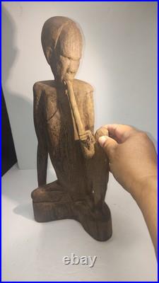 Vintage 14.5 Large Heavy Carved Wood Statue Sculpture Native African Asian Vintage 14.5 Large Heavy Carved Wood Statue Sculpture Native African Asian