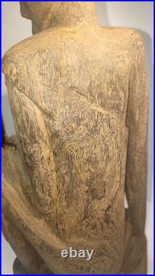 Vintage 14.5 Large Heavy Carved Wood Statue Sculpture Native African Asian