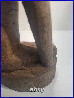 Vintage 14.5 Large Heavy Carved Wood Statue Sculpture Native African Asian