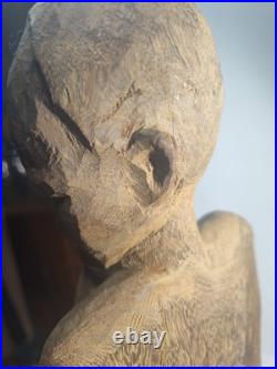 Vintage 14.5 Large Heavy Carved Wood Statue Sculpture Native African Asian