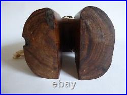 Vintage 14 Hawaiian Polynesian Standing Tiki God Wood Carving Totem Shell Lei