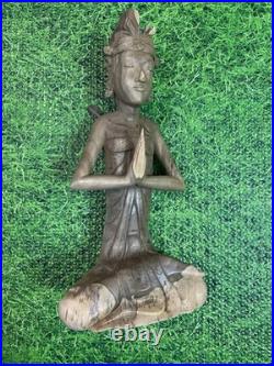 Vintage 14 Wood Carved Balinese Bali Woman Sculpture Statue