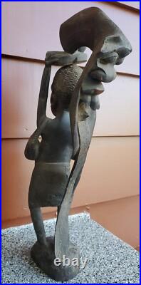 Vintage 19 African SCULPTURE Tribal Folk Art Carved Wood Figure Mask Unique