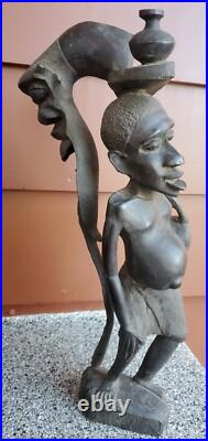 Vintage 19 African SCULPTURE Tribal Folk Art Carved Wood Figure Mask Unique