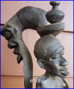 Vintage 19 African SCULPTURE Tribal Folk Art Carved Wood Figure Mask Unique