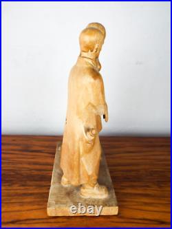Vintage 1920s Era Wood Art Sculpture Death Maiden Doctor Pomegranate Childbirth