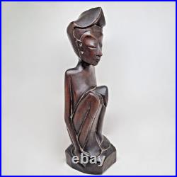 Vintage 1940 Pita Maha Wooden Statue Art Deco Balinese Wood Sculpture Vintage