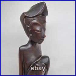 Vintage 1940 Pita Maha Wooden Statue Art Deco Balinese Wood Sculpture Vintage