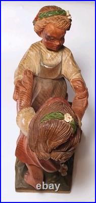 Vintage 1950s Marked ANRI Hand-Carved Wood Sculpture Dancing Tyrolean Couple