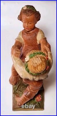 Vintage 1950s Marked ANRI Hand-Carved Wood Sculpture Dancing Tyrolean Couple