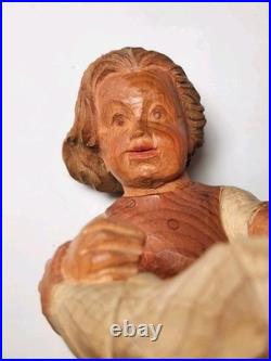 Vintage 1950s Marked ANRI Hand-Carved Wood Sculpture Dancing Tyrolean Couple