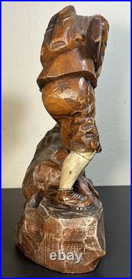 Vintage 1954 German Oberammergau Wood Carving Hunter Statue Valentin Riff VR