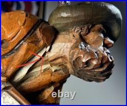 Vintage 1954 German Oberammergau Wood Carving Hunter Statue Valentin Riff VR