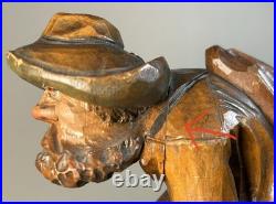 Vintage 1954 German Oberammergau Wood Carving Hunter Statue Valentin Riff VR