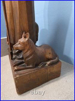 Vintage 1954 Hand-Carved German Shepherd & Animals Folk Art Statue 17 Tall