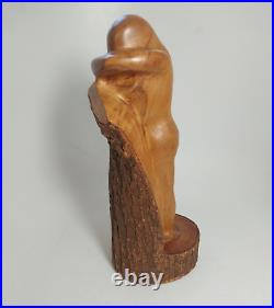 Vintage 1959 Signed E Chapman Modernist Nude Female Sculpture MCM Carved Wood