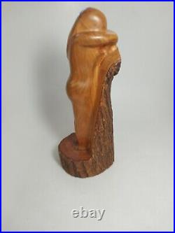 Vintage 1959 Signed E Chapman Modernist Nude Female Sculpture MCM Carved Wood